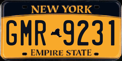 NY license plate GMR9231