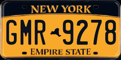 NY license plate GMR9278
