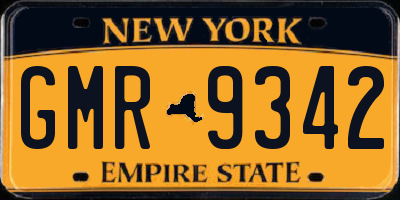 NY license plate GMR9342