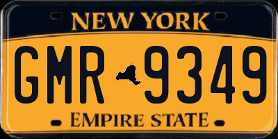 NY license plate GMR9349