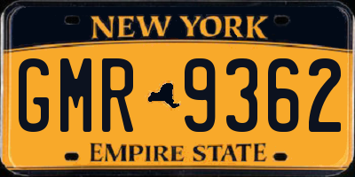 NY license plate GMR9362