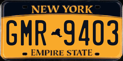 NY license plate GMR9403