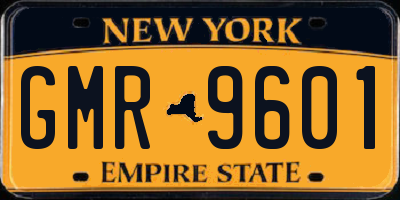 NY license plate GMR9601