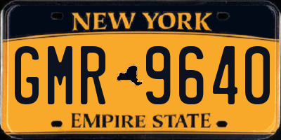 NY license plate GMR9640
