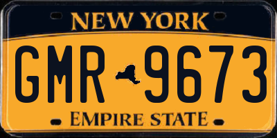 NY license plate GMR9673