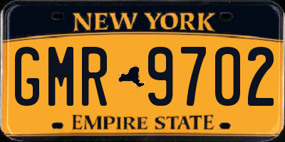 NY license plate GMR9702