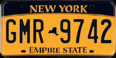 NY license plate GMR9742