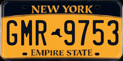 NY license plate GMR9753
