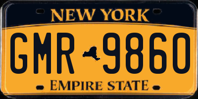 NY license plate GMR9860