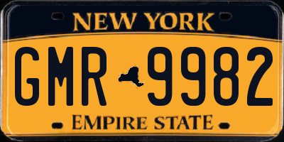 NY license plate GMR9982