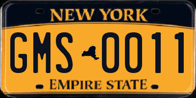 NY license plate GMS0011