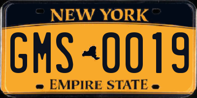 NY license plate GMS0019
