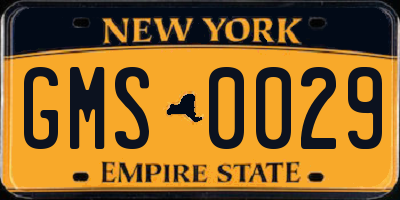 NY license plate GMS0029