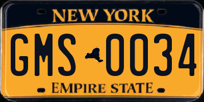 NY license plate GMS0034