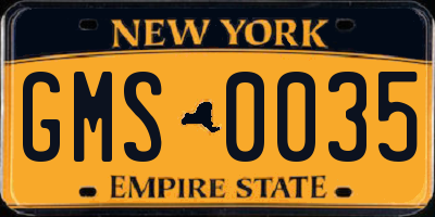 NY license plate GMS0035