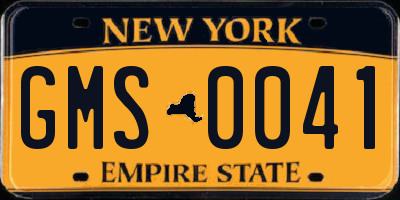 NY license plate GMS0041