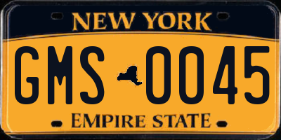 NY license plate GMS0045