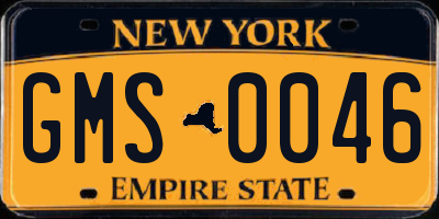 NY license plate GMS0046