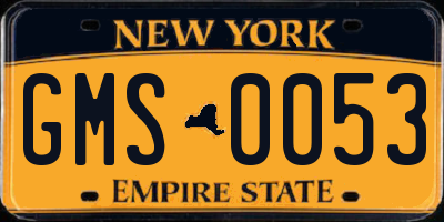 NY license plate GMS0053