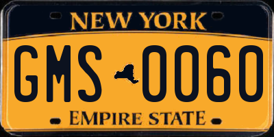 NY license plate GMS0060