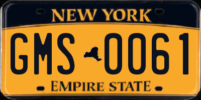 NY license plate GMS0061