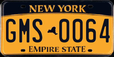 NY license plate GMS0064