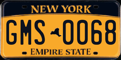 NY license plate GMS0068