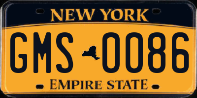 NY license plate GMS0086