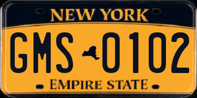 NY license plate GMS0102