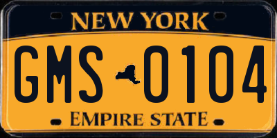 NY license plate GMS0104