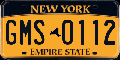 NY license plate GMS0112