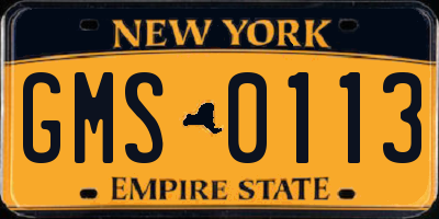 NY license plate GMS0113