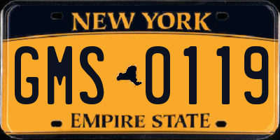 NY license plate GMS0119