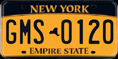NY license plate GMS0120