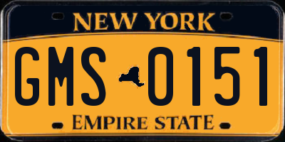 NY license plate GMS0151