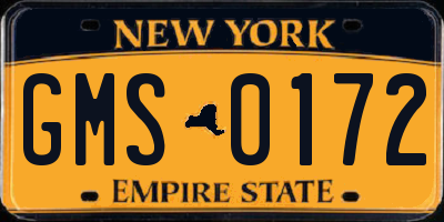 NY license plate GMS0172