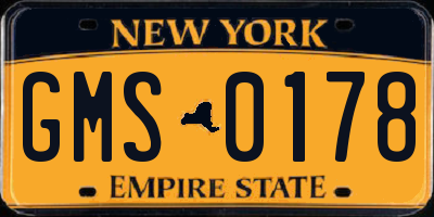 NY license plate GMS0178