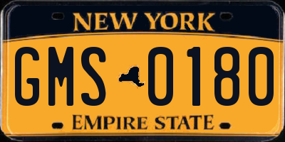 NY license plate GMS0180