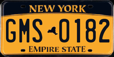 NY license plate GMS0182