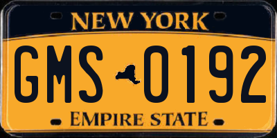 NY license plate GMS0192