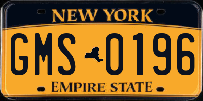 NY license plate GMS0196