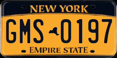 NY license plate GMS0197