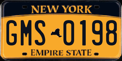 NY license plate GMS0198