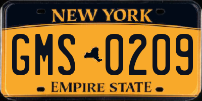 NY license plate GMS0209