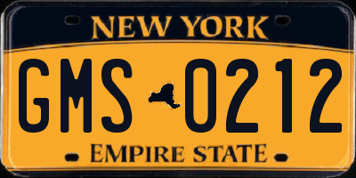 NY license plate GMS0212