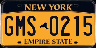 NY license plate GMS0215