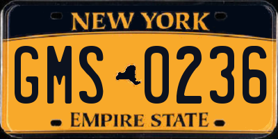 NY license plate GMS0236