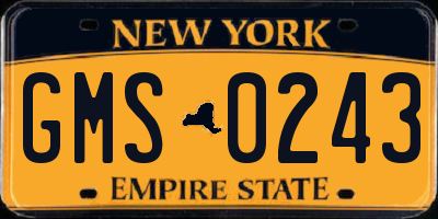 NY license plate GMS0243
