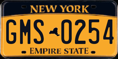 NY license plate GMS0254