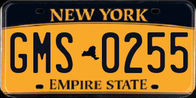 NY license plate GMS0255